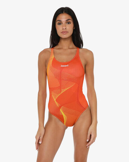 costume da piscina arancione da donna in mat. sintetico da nuoto