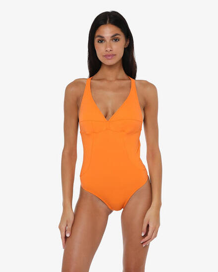 Aquamarinblauer Damen-Badeanzug aus synthetischem Material zum Schwimmen