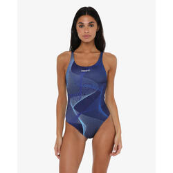 Maillot de bain femme bleu marine en matière synthétique pour la natation