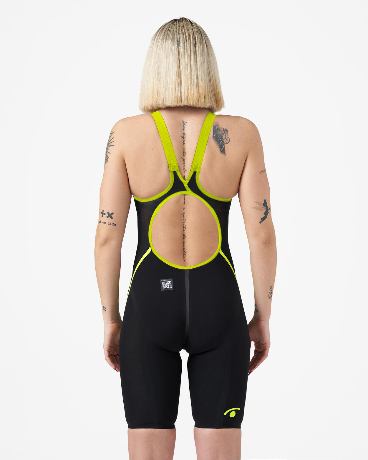 Maillot de baño sintético negro y verde para mujer 2/4