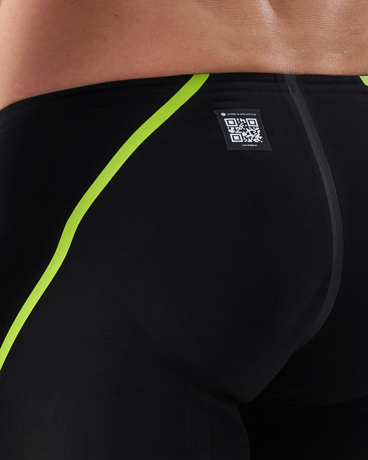 Bañador sintético negro y verde para hombre 3/4