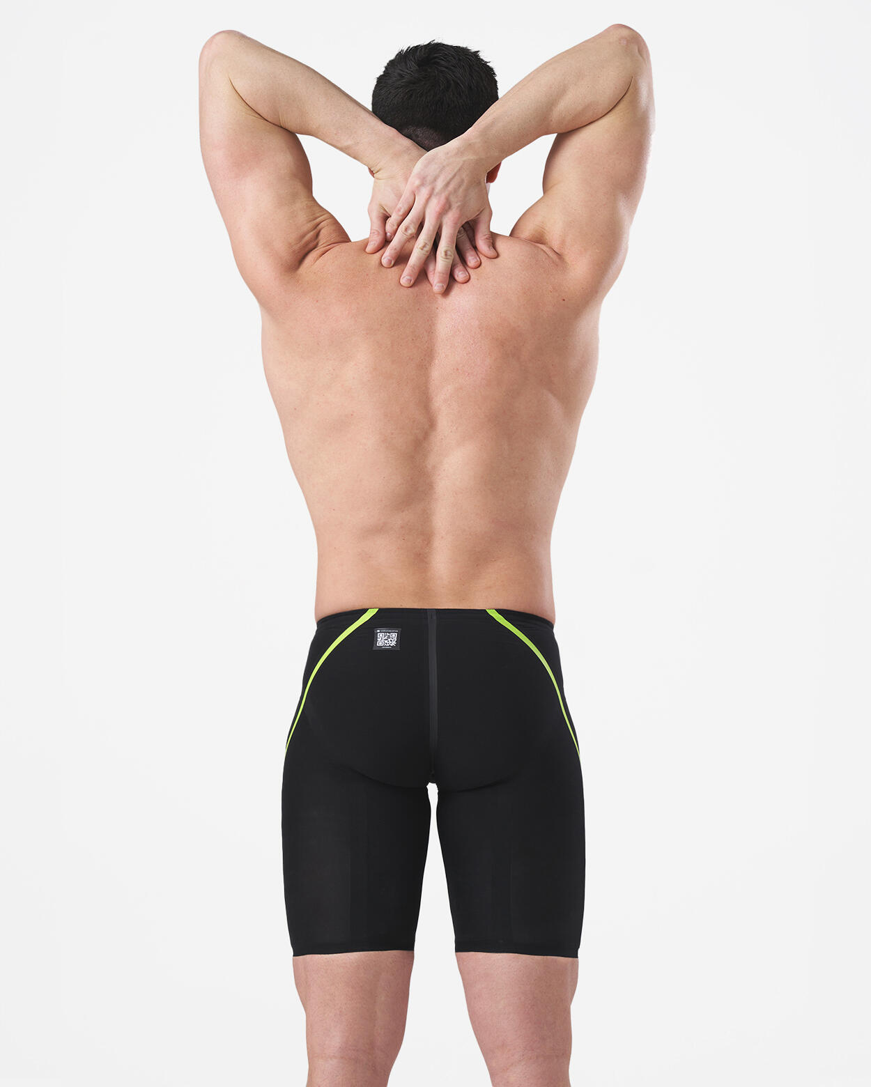 Bañador sintético negro y verde para hombre 2/4