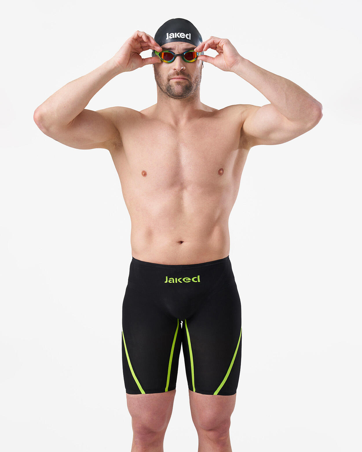 Bañador sintético negro y verde para hombre 4/4