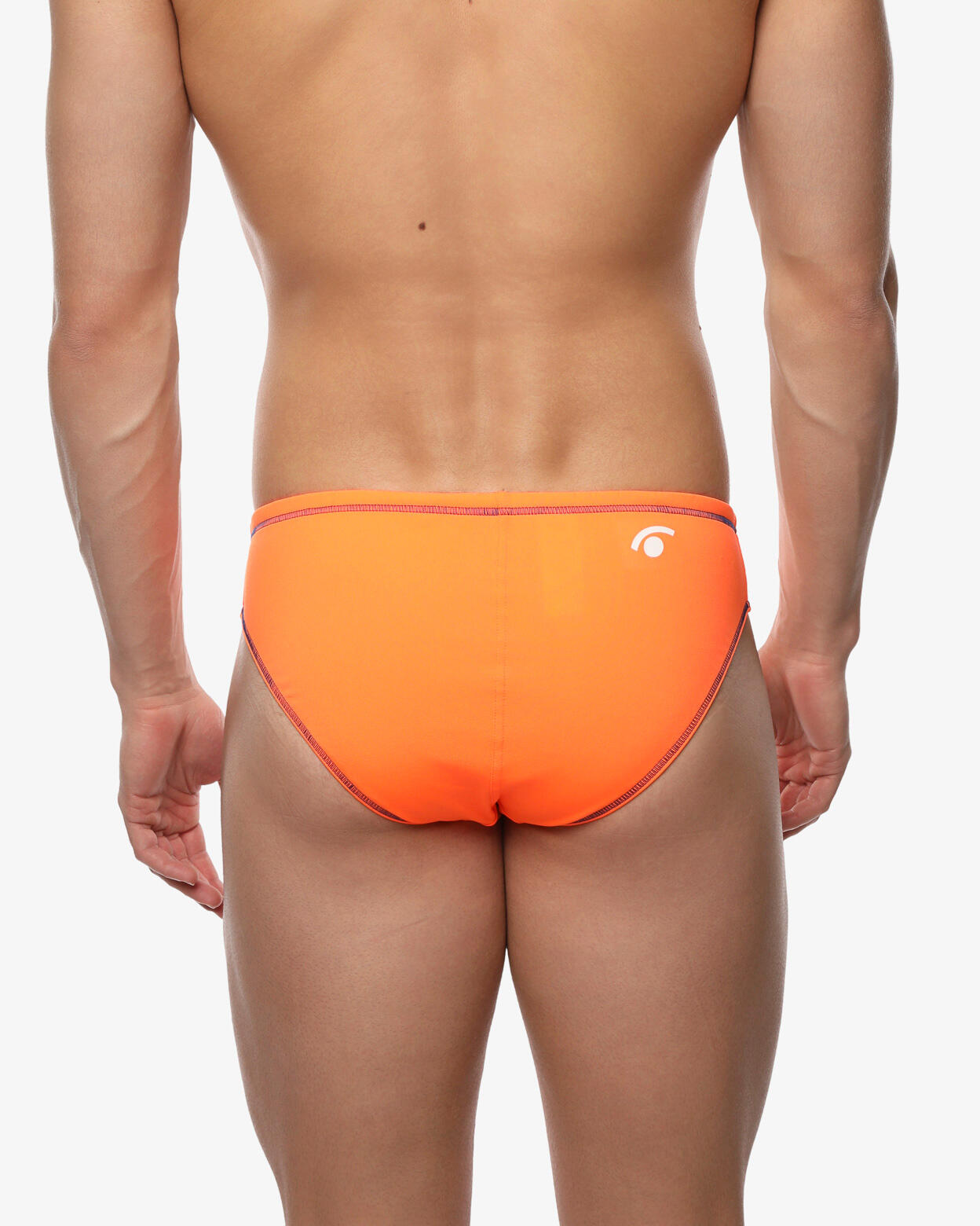 Maillot de bain synthétique homme orange fluo et bleu 2/4
