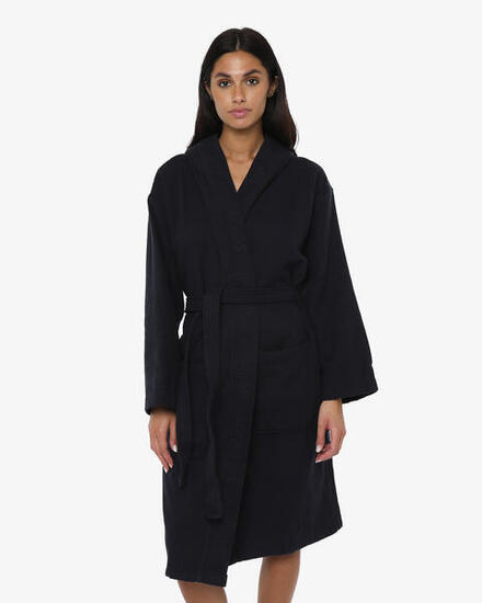 schwarzer Fitness-Bademantel aus Baumwolle für Damen und Herren