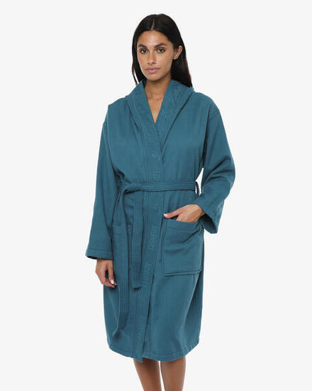 schwarzer Fitness-Bademantel aus Baumwolle für Damen und Herren