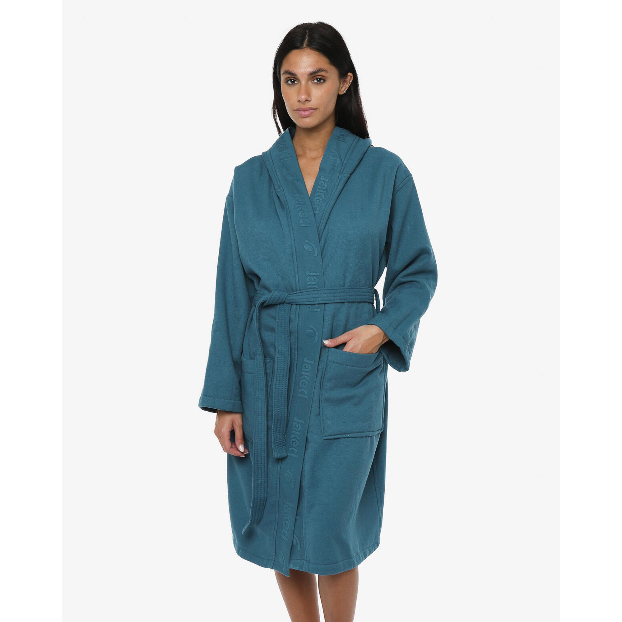 Jaked - Peignoir De Fitness En Coton Bleu Sarcelle Pour Hommes Et Femmes - Peignoir De Bain - Bleu|vert - 44 L - Decathlon