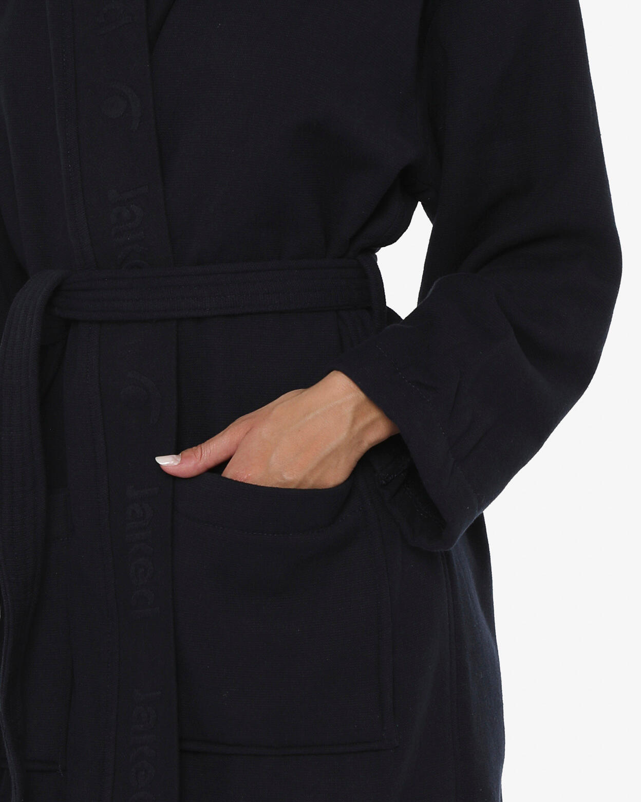 Peignoir de fitness en coton bleu marine pour homme et femme 2/4