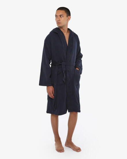 Peignoir de fitness en coton bleu marine pour homme et femme