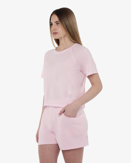 Camiseta deportiva sintética rosa para mujer