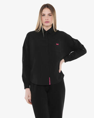 Zwart synthetisch fitness-t-shirt voor dames