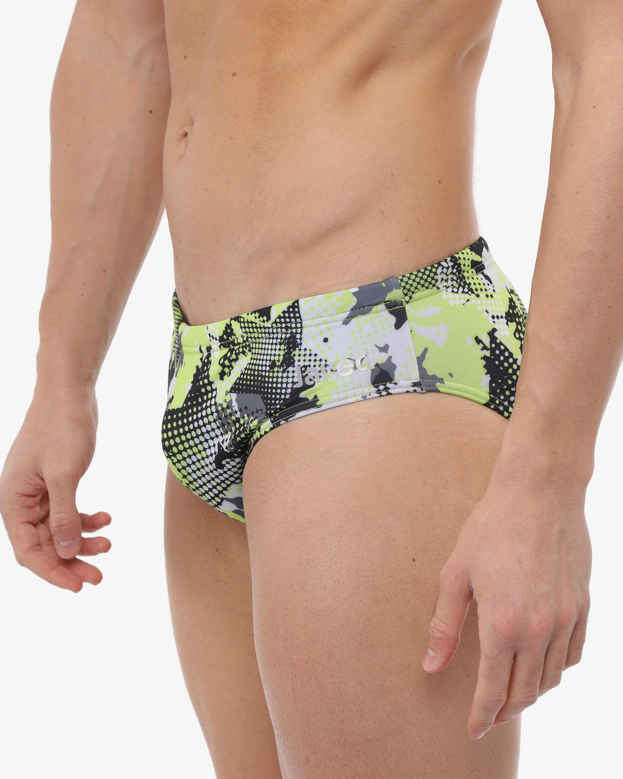 slip per costume da bagno  giallo e multi da uomo in mat. sintetico da nuoto 3/4