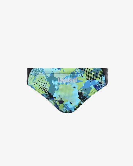 costume blu e multicolor da ragazzo e ragazza in mat. sintetico da nuoto