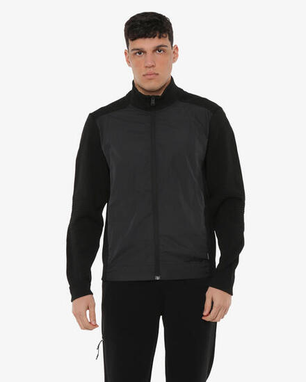 Marineblaues Herren-Sweatshirt aus synthetischem Material für Fitness