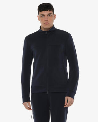 Marineblaues Herren-Sweatshirt aus synthetischem Material für Fitness