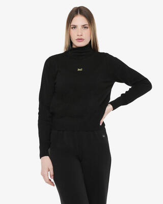 schwarzes Damen-Sweatshirt aus synthetischem Material für Fitness
