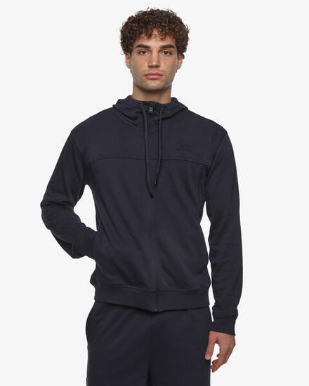 Sweat-shirt bleu marine pour homme en matière synthétique pour le fitness