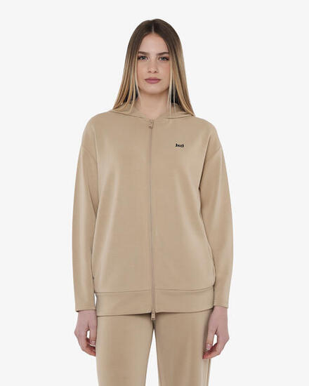 Himbeerfarbenes Damen-Sweatshirt aus synthetischem Material für Fitness