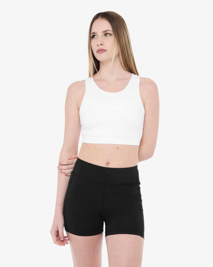 canotta bianco da donna in mat. sintetico da fitness