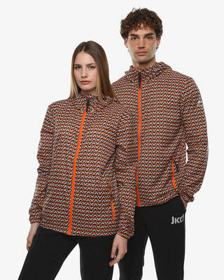 Oranje en veelkleurige synthetische fitnessjas voor heren en dames