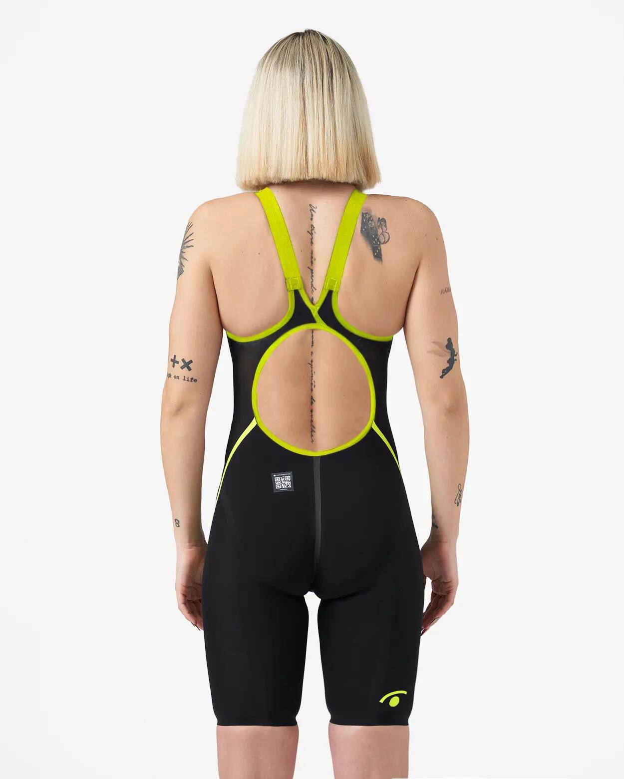 Maillot de baño sintético negro y verde para mujer 2/4
