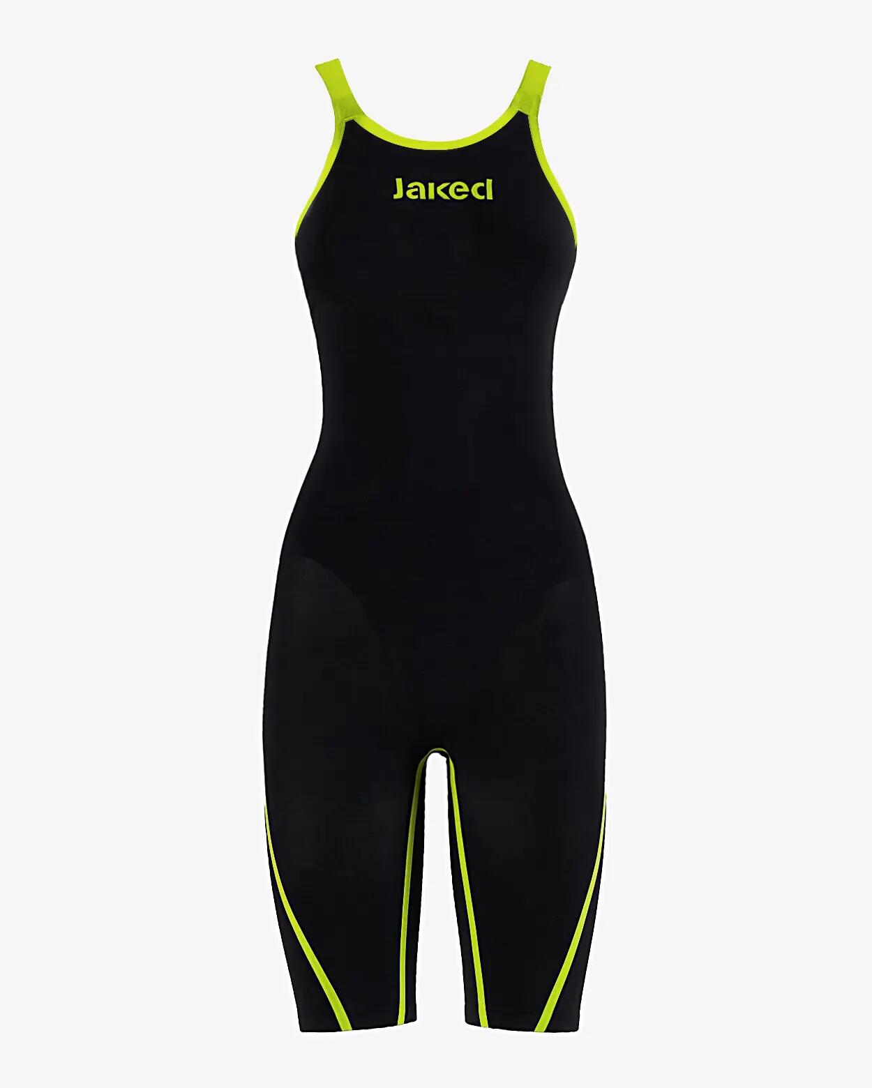 Maillot de baño sintético negro y verde para mujer 4/4