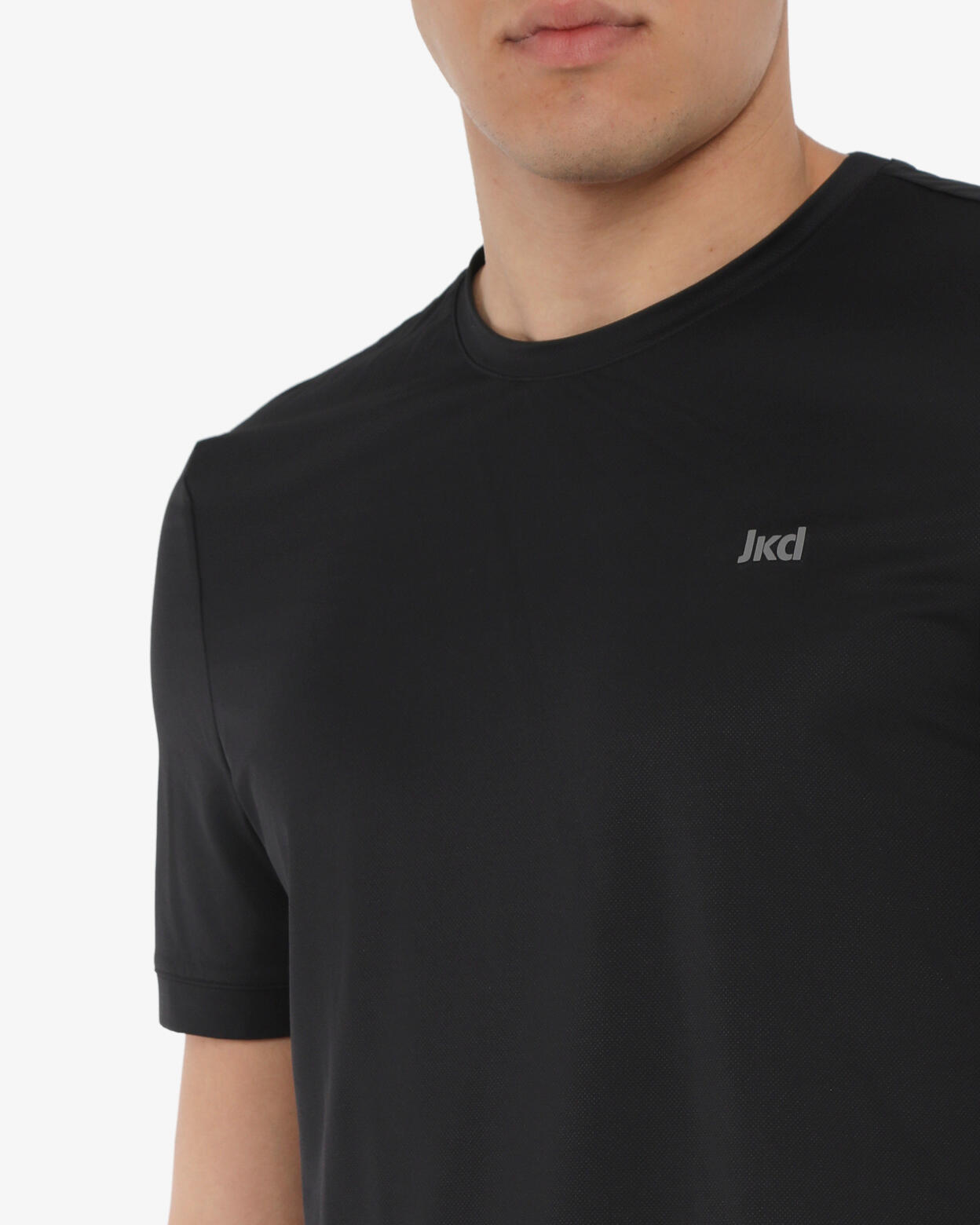 t-shirt  nero da uomo in mat. sintetico da fitness 3/4