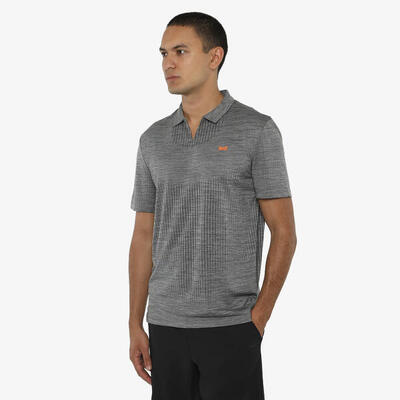 Marineblauwe polo voor heren van synthetisch materiaal voor fitness