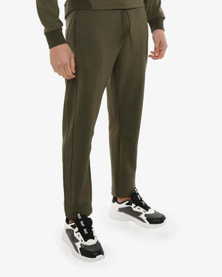 Heren militairgroene synthetische fitnessbroek