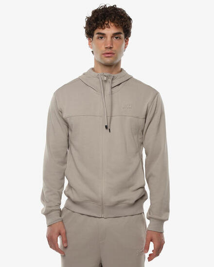Sweat-shirt taupe pour homme en matière synthétique pour le fitness