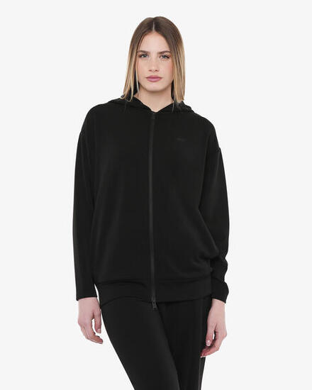 Himbeerfarbenes Damen-Sweatshirt aus synthetischem Material für Fitness