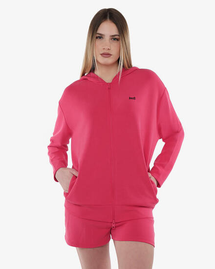 Himbeerfarbenes Damen-Sweatshirt aus synthetischem Material für Fitness