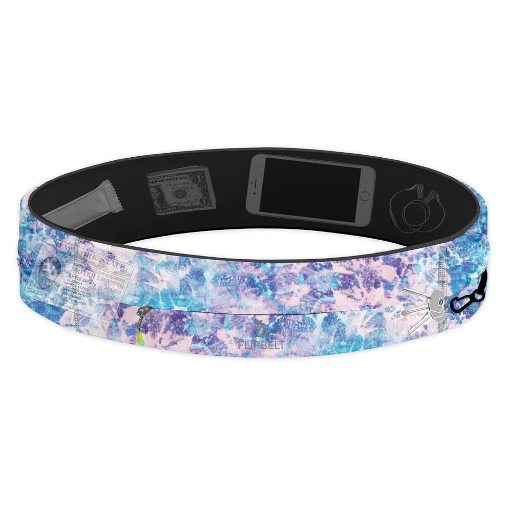 FlipBelt Zipper Running Belt, Ocean Bloom