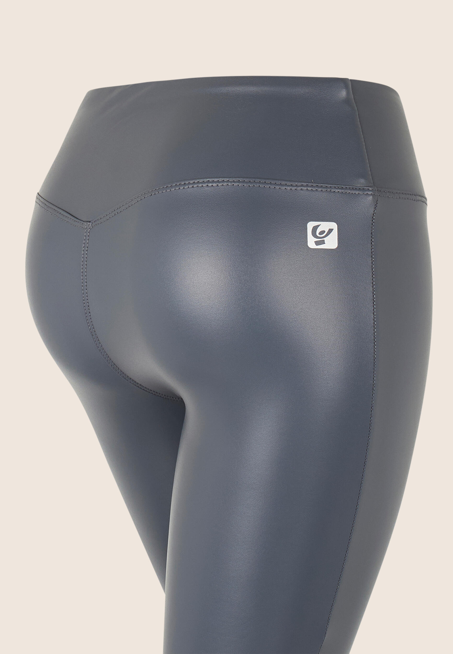 Leggings 7/8 vita regular effetto lucido con incrocio 3/3