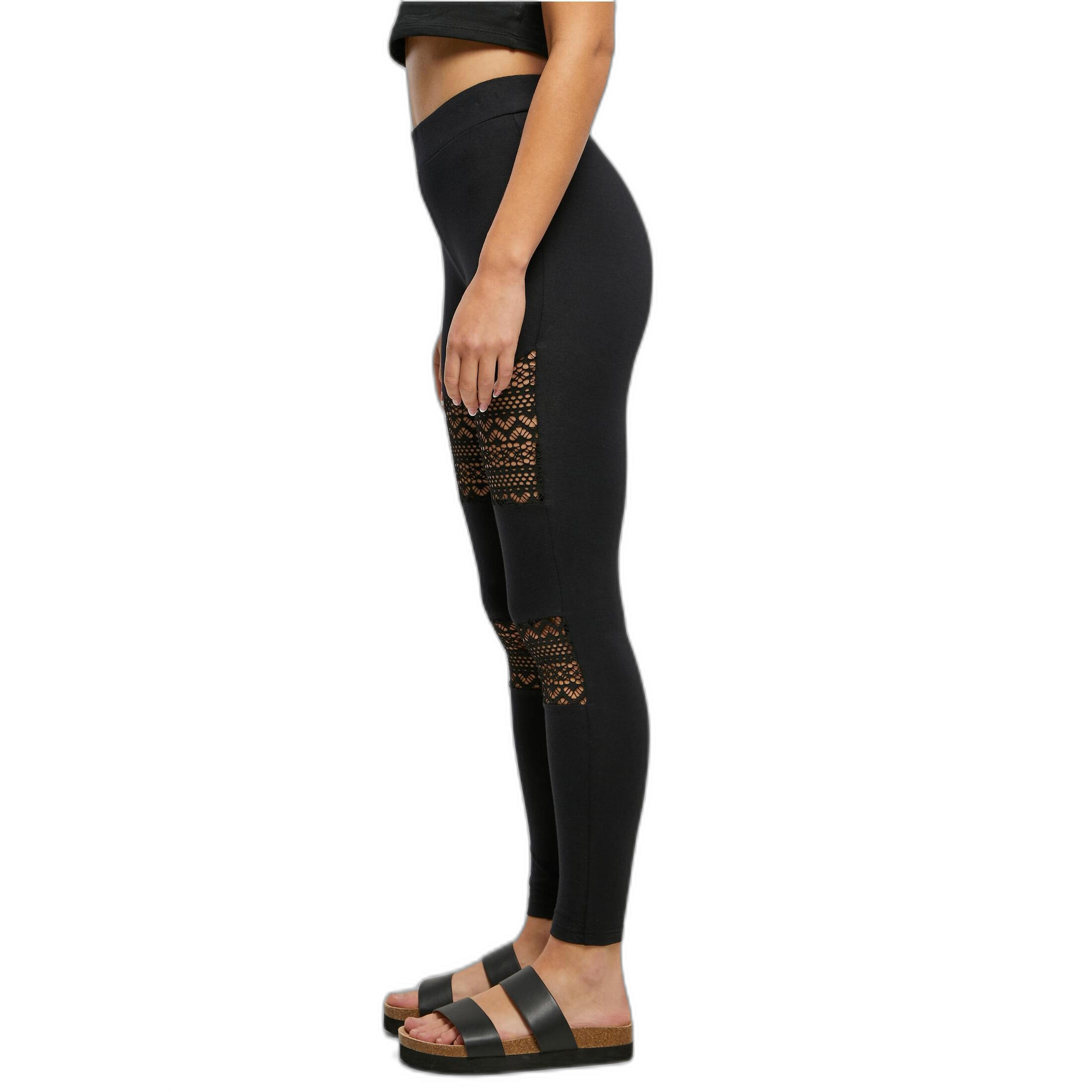 Basique Garde Robe Femme Leggings Für Frauen Urban Classics Laces Inset Leggings Effet Seconde Peau