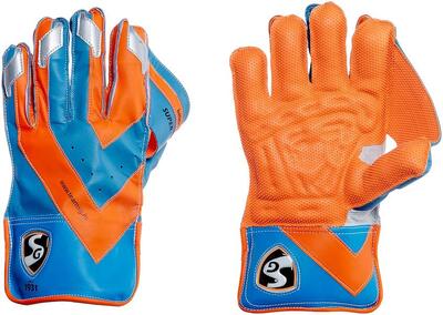Sg super club wicketkeeping handschoenen | heren | oranje/blauw | kalfsleer