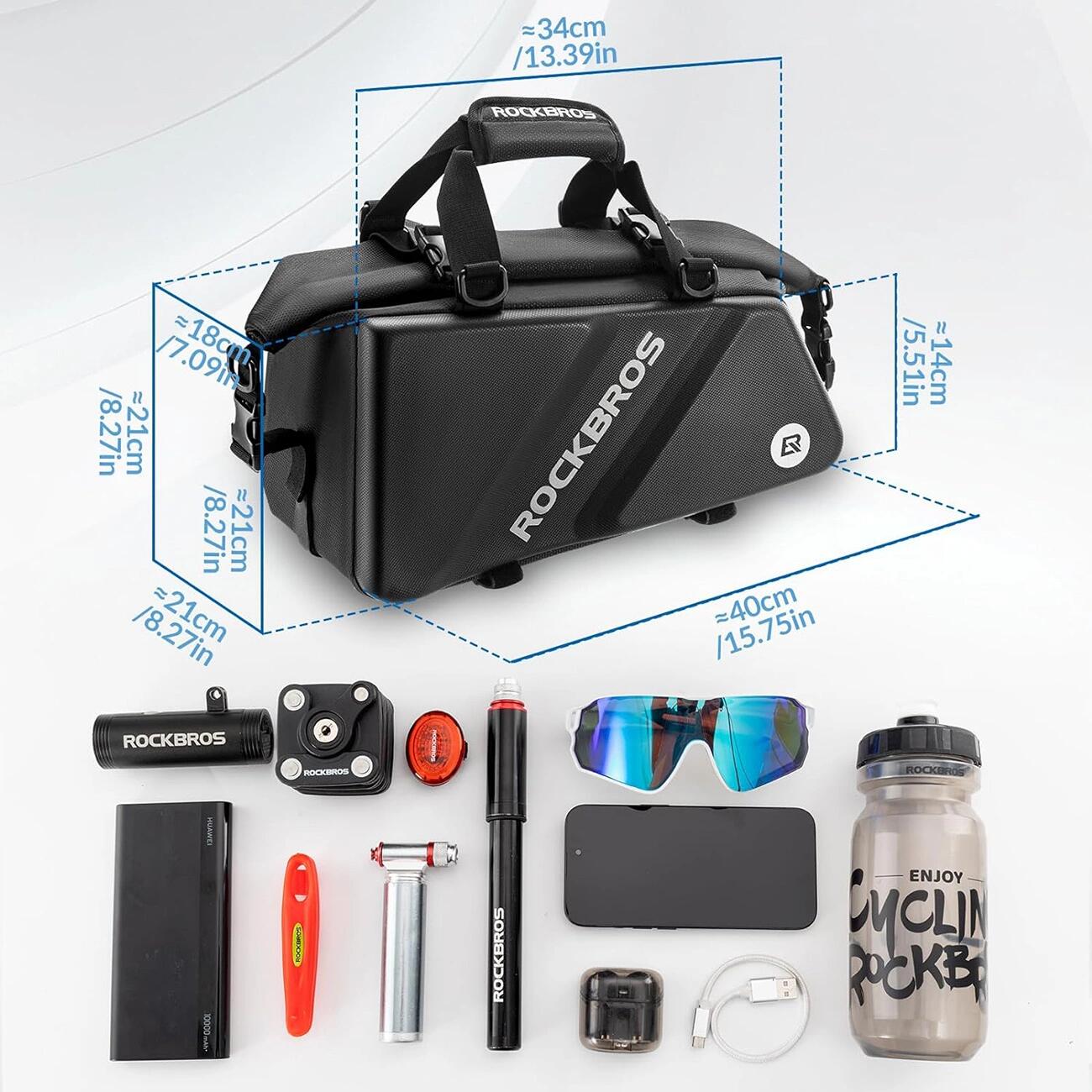 Alforja de bicicleta Rockbros para portaequipajes 11,6 L - Negro 7/7