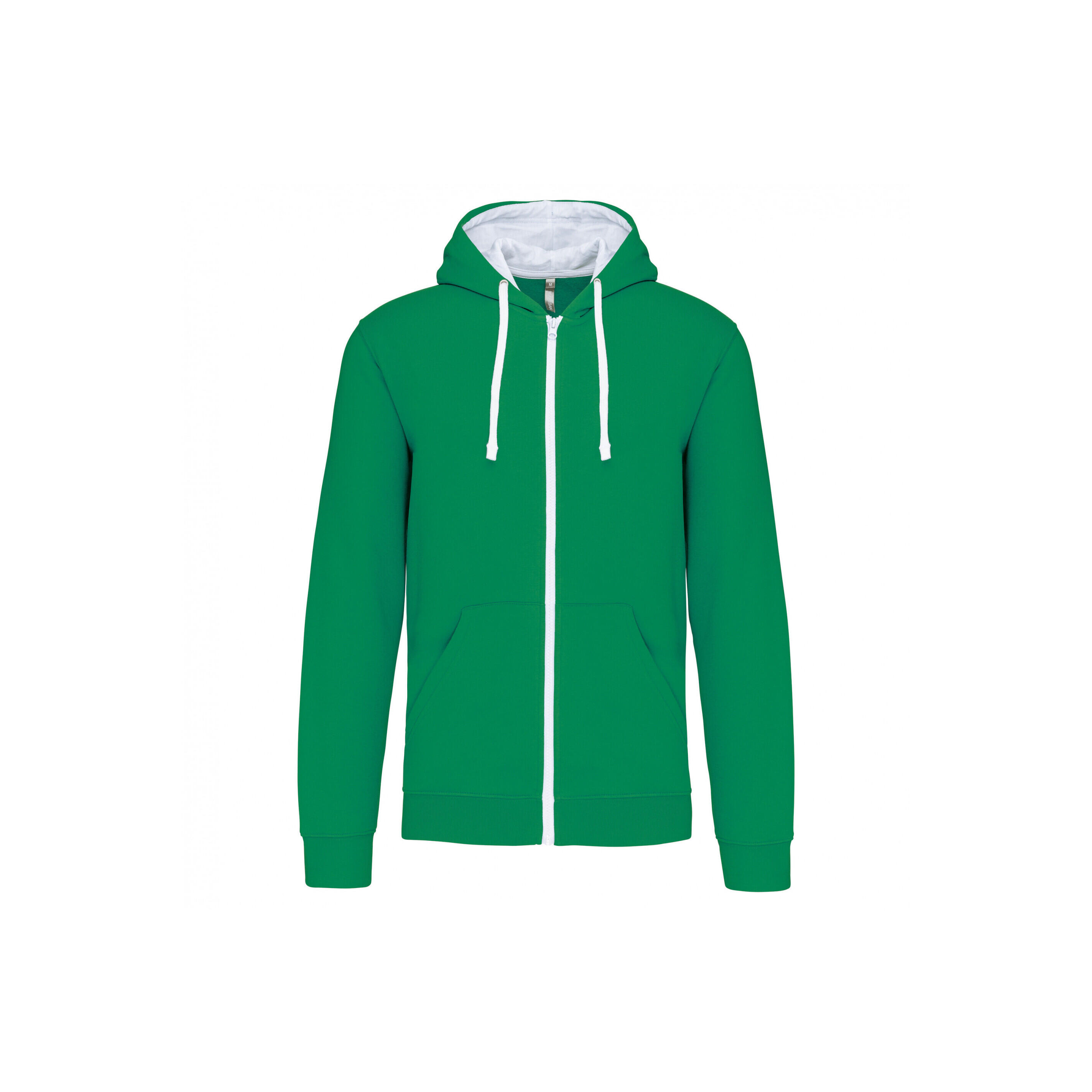 Kariban - Sweatshirt À Capuche Zippé Contrastée Kariban - Sweat-shirt - Blanc|vert - Decathlon