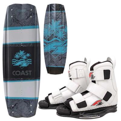 F2 Set Wakeboard Coast Classic Grau 144cm mit Bindung Team Boot Weiss