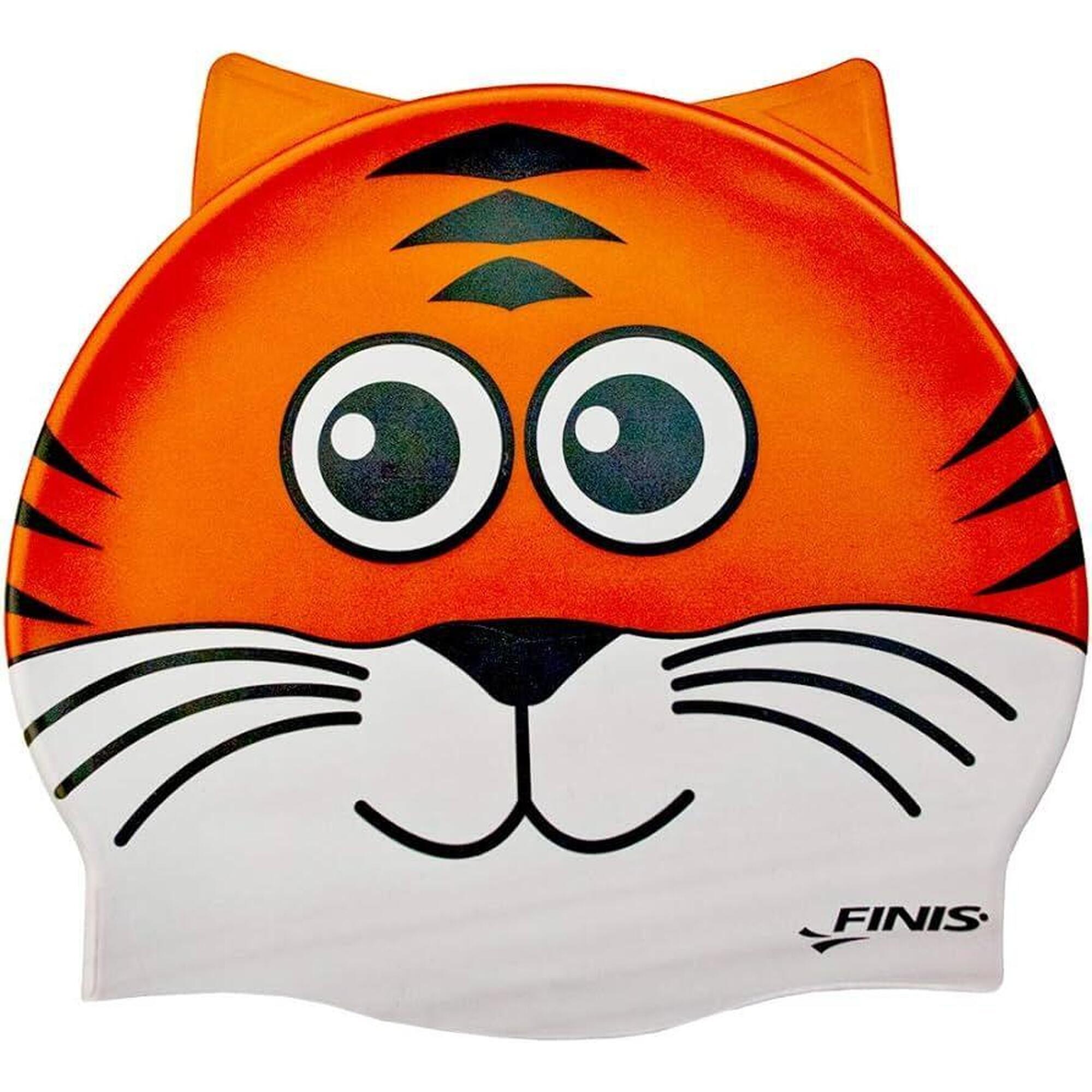 Finis - Bonnet De Bain Tête D'Animal Tigre - Bonnet De Bain - Blanc|noir|orange - No Size - Decathlon