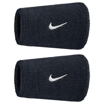 Klassieke swoosh dubbel brede polsband (set van 2) (zwart/wit)