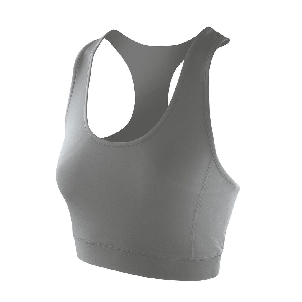 Womens/Ladies Softex Stretch Sports Sleeveless Crop Top (Cloudy Grey)