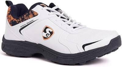 Sg savage stud cricket schoenen | maat 41 | voor heren & jongens | wit/oranje