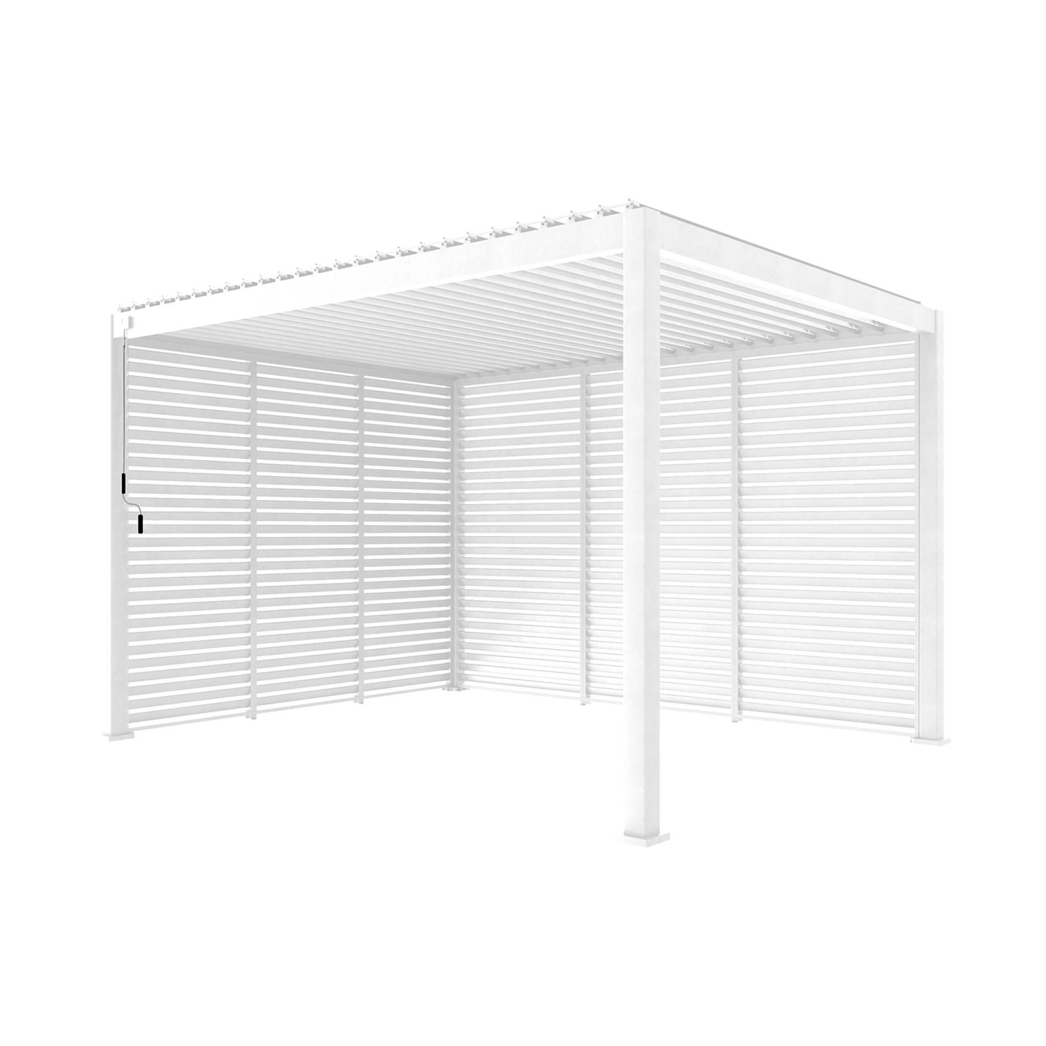 Pérgola bioclimática de aluminio 3x4m + 3 persianas de 1m, Blanco 3/5