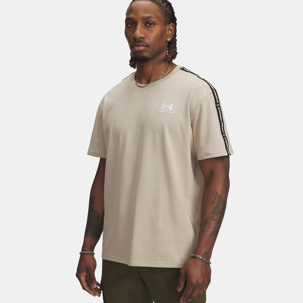 UA Icon Heavyweight T-Shirt with Branded Stripes for Men Beige