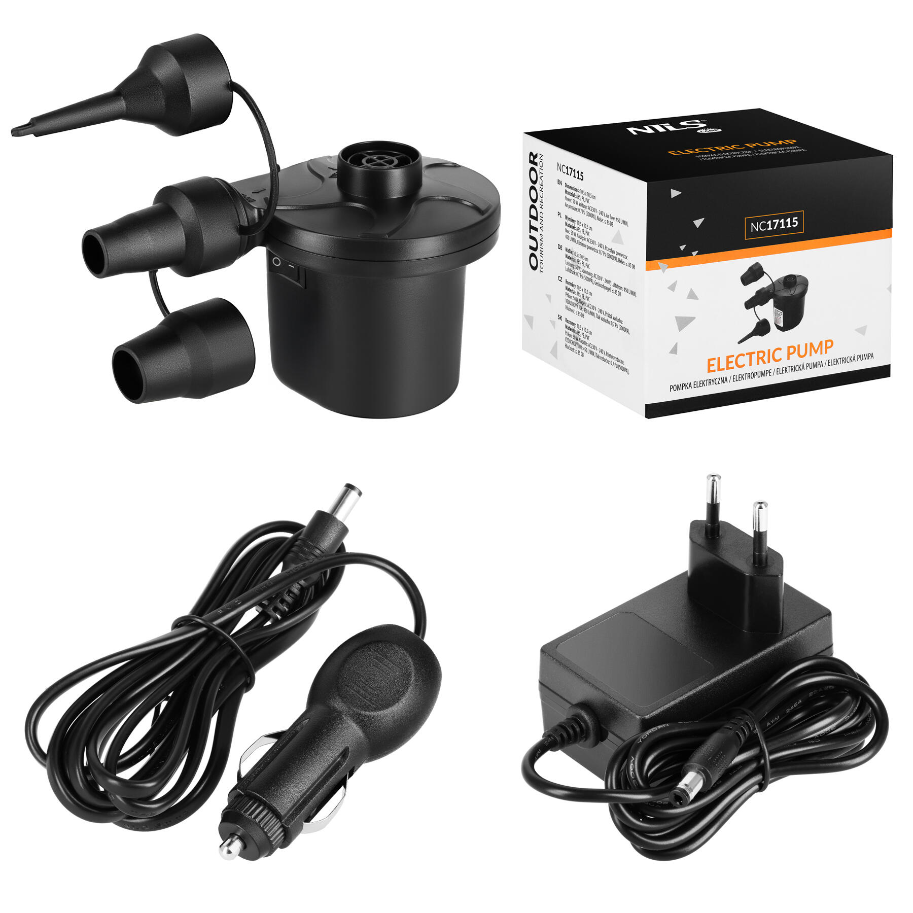 Elektrische Luftpumpe 230–12V mit drei Adaptern NC17115 Nils Camp 7/7