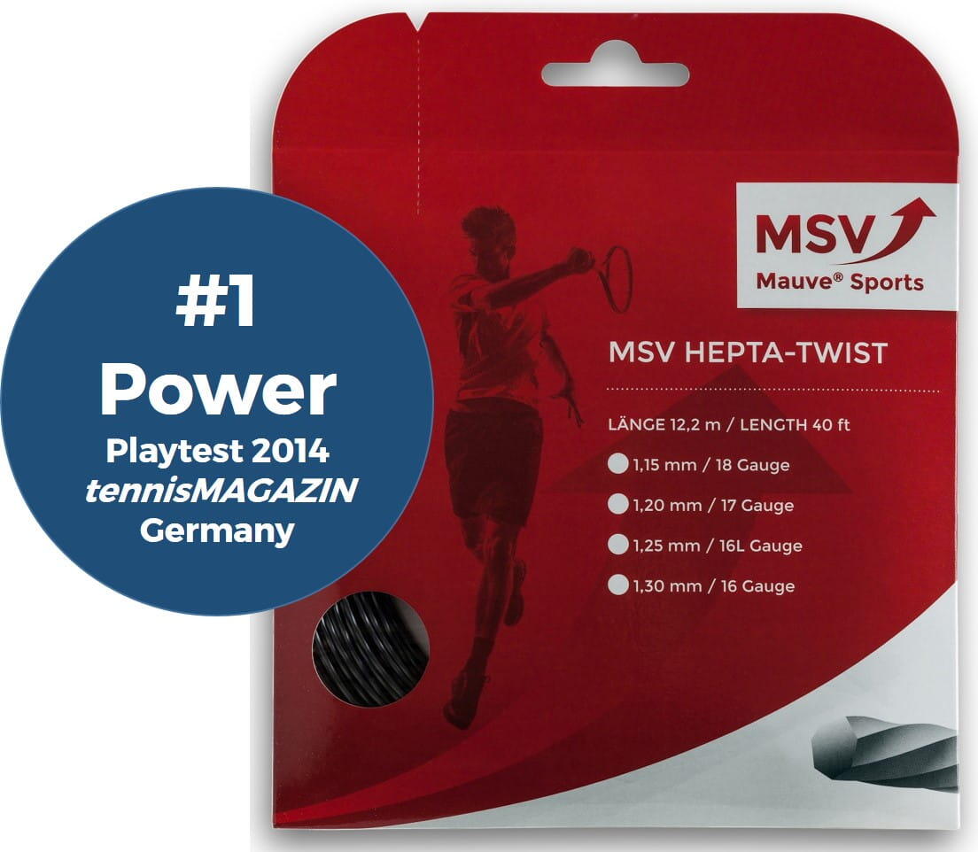 Naciąg do rakiety tenisowej MSV Hepta Twist antracyt set 12 m. - 1/1