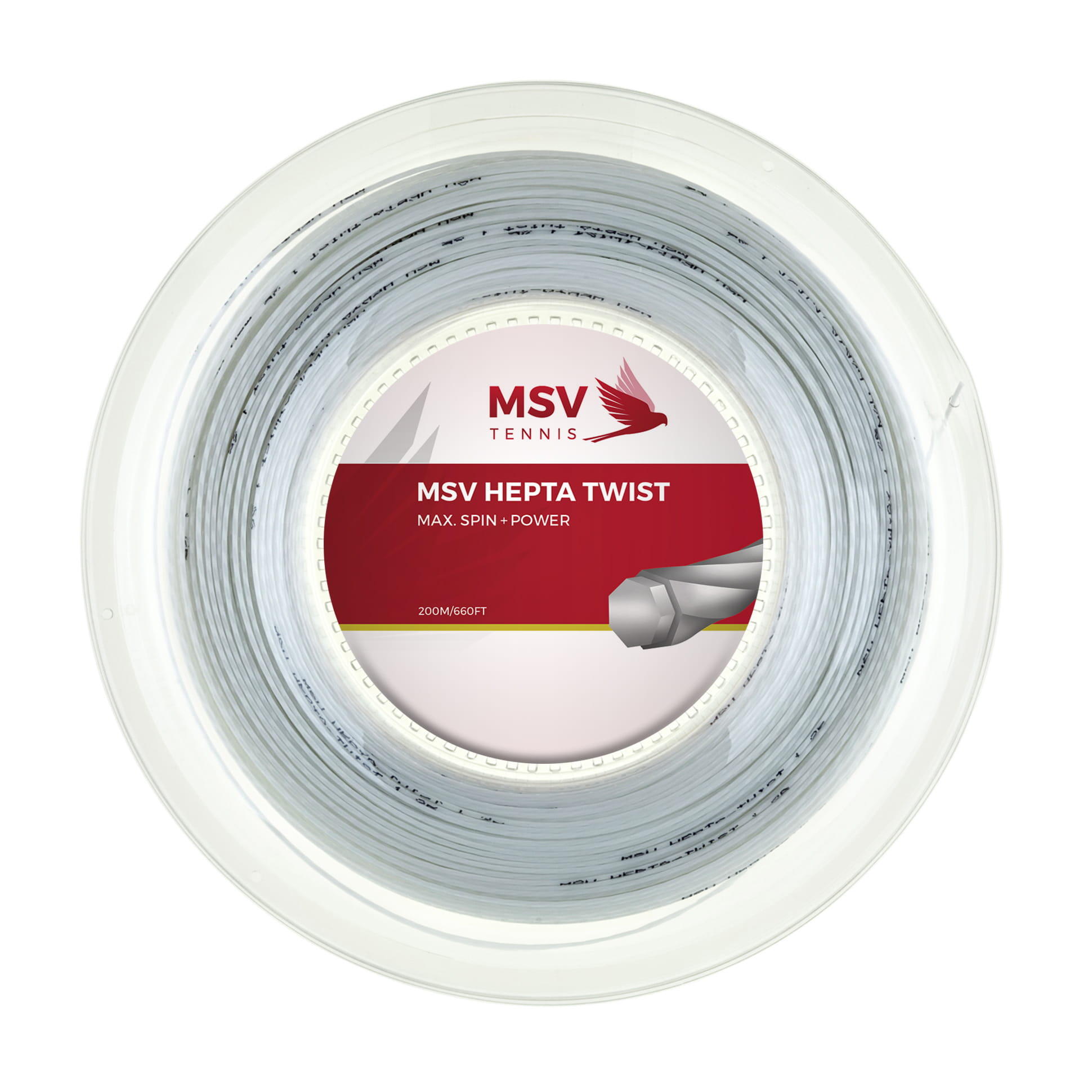 Naciąg do rakiety tenisowej MSV Hepta Twist biały szpula 200 m. 1,20 mm. 1/1