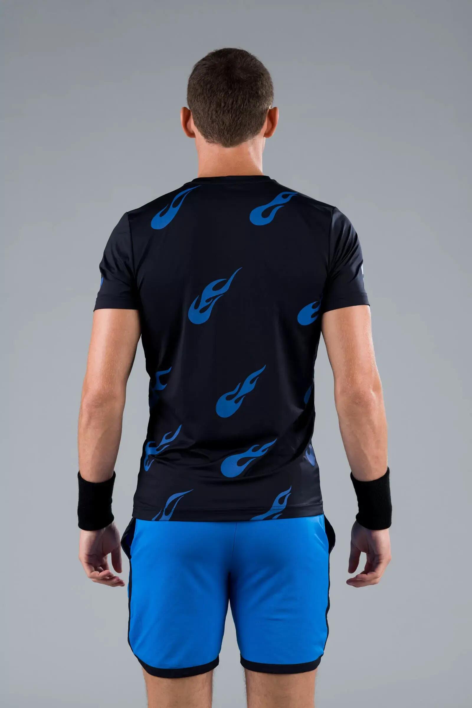 T-shirt - Sportswear - Homme - Technique, respirant, imprimé Flames - bleu 2/4