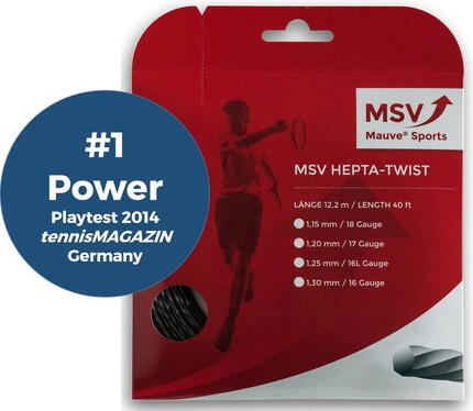 Naciąg do rakiety tenisowej MSV Hepta Twist antracyt set 12 m. -